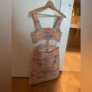 Maje Colorful Striped Mini Dress